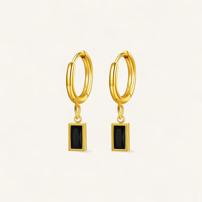 Black Leopard Jewellery VALENTINA Hoop Earrings | VALENTINA Gold Hoops | Elegant VALENTINA Earrings | Minimalist VALENTINA Jewellery | Black Leopard VALENTINA Earrings