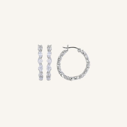 sterling silver creole hoops with cubic zirconia