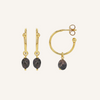 18k Gold Plated Sterling Silver Hoops set with Onyx